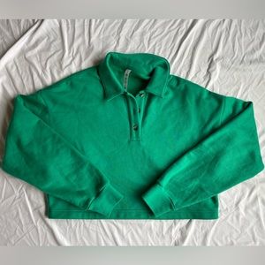 ALO Yoga Polo Henley Fleece Sweater in Green